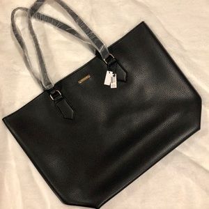 WHBM Black Pleather Tote
